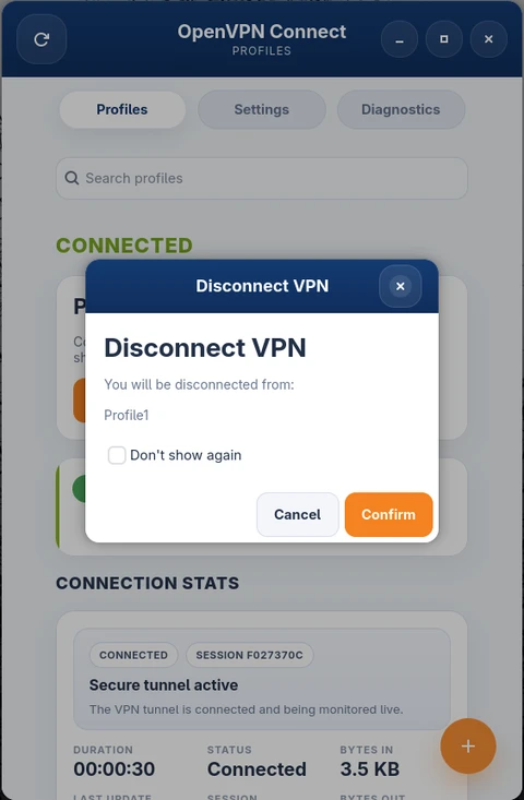 Disconnect confirmation dialog