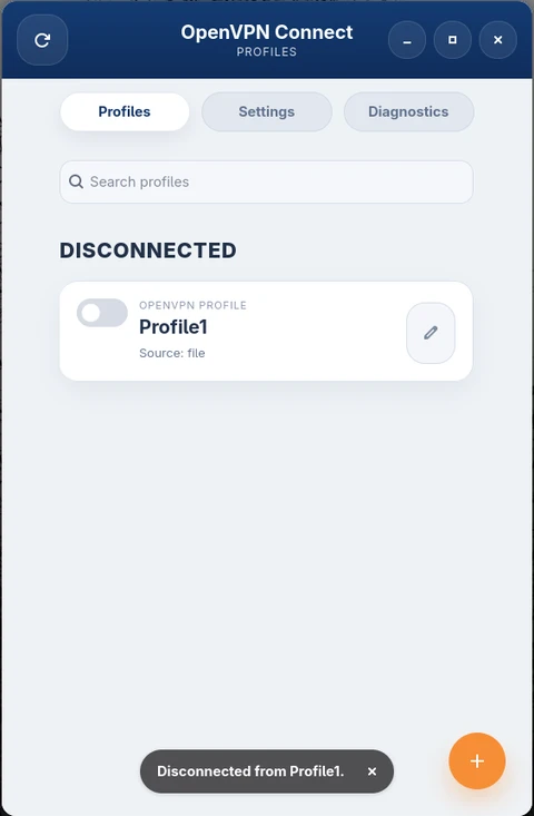 Profile list – disconnected