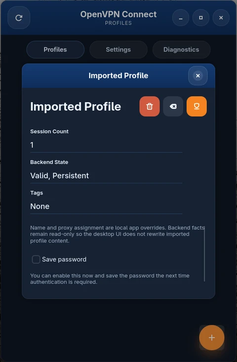 Profile details – dark mode
